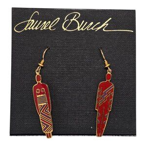 Laurel Burch Enamel Man & Woman Earrings With Gold-Tone Accents On Original Card